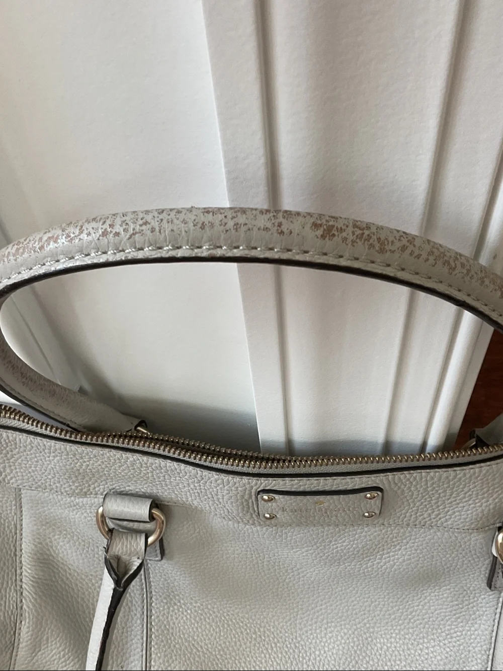 kate spade Light Gray Pebbled Leather Tote